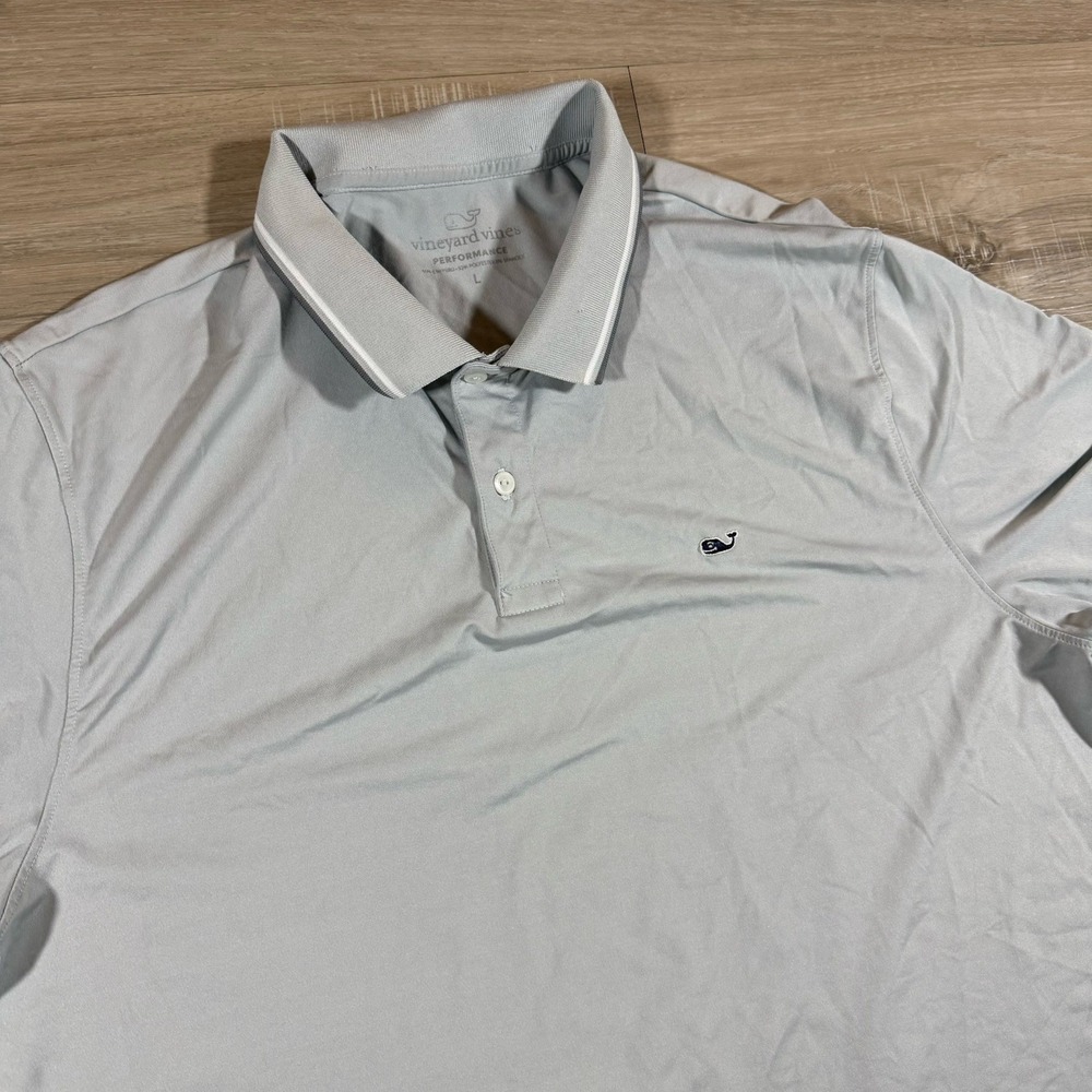 Vineyard Vines Performance Striped Collar Golf Polo Shirt Men's Sz L‎  Stretch